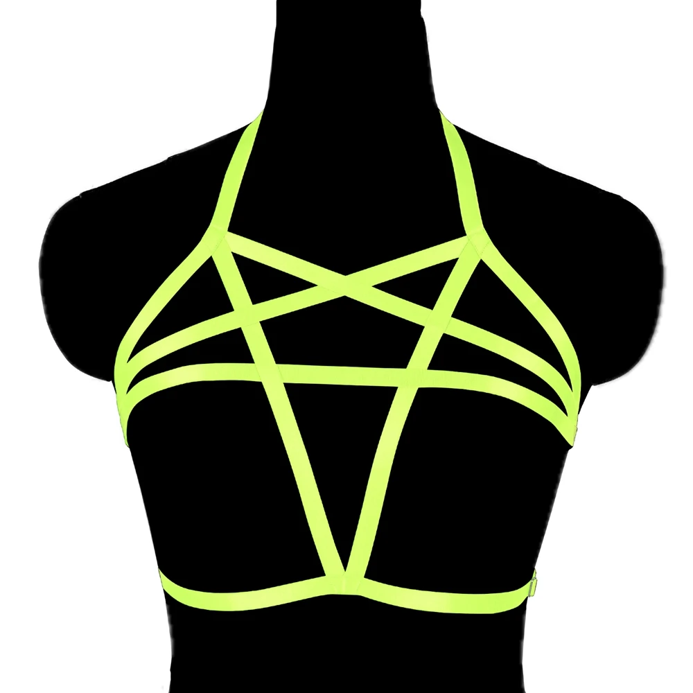 

Suspender Cage Bra Straps Pentagram Women Punk Hollow Out Sexy Lingerie Goth Body Harness Bondage Erotic Underwear Garter Belt