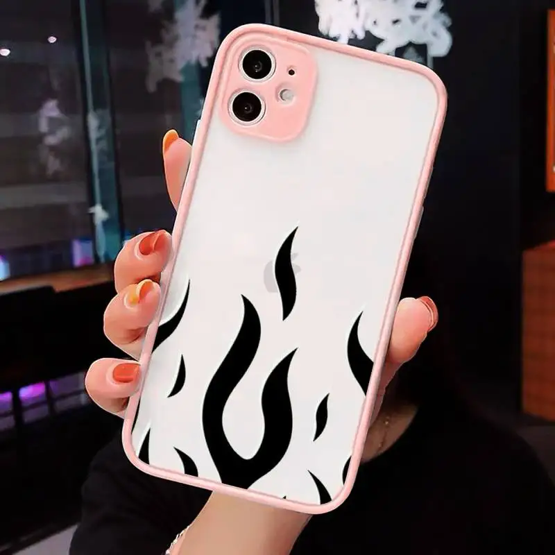 

Fashion Red Flames Fitted Phone Case Pink matte transparent For iPhone 7 8 x xs xr 11 12 pro plus max mini Clear Funda