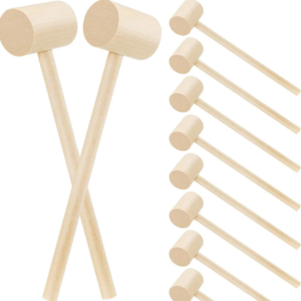 

10PCS Mini Wooden Hammer Solid Wood Mallet for Seafood Lobster Leather Craft Jewelry Craft Home Educational Toy Wooden Tool