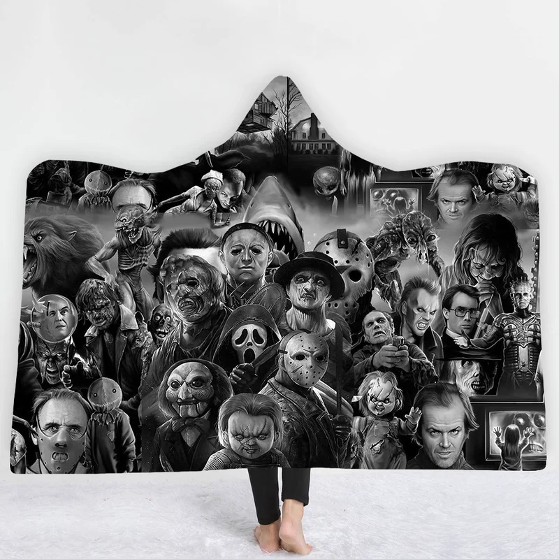 Одеяло с капюшоном коллекция ужасов героями фильма одеяло для взрослых Horror3D плащ