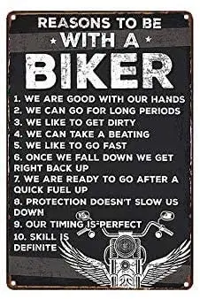 

Metal Tin Sign Reasons to Be with A Biker Metal Sign Home Cafe Retro Wall Decoration Man Cave 12X16 inch