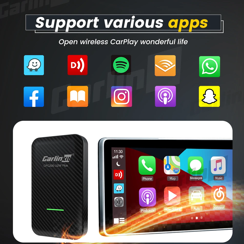 $79.50 2022 Carlinkit 3 Apple Carplay Wireless Car Play Box Bluetooth Connection for Factory Wired CarPlay Car Multimedia Player IOS 15