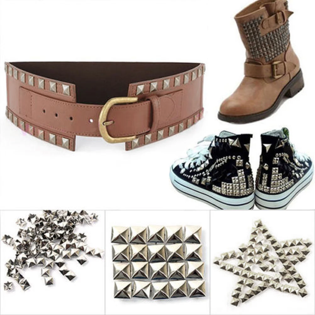 500pcs 4 Claw Pyramid Rivet Square Rivets Studs Spike Nailheads Leathercraft DIY For Clothes Bags Shoes Belt Apparel Accessories | Дом и сад