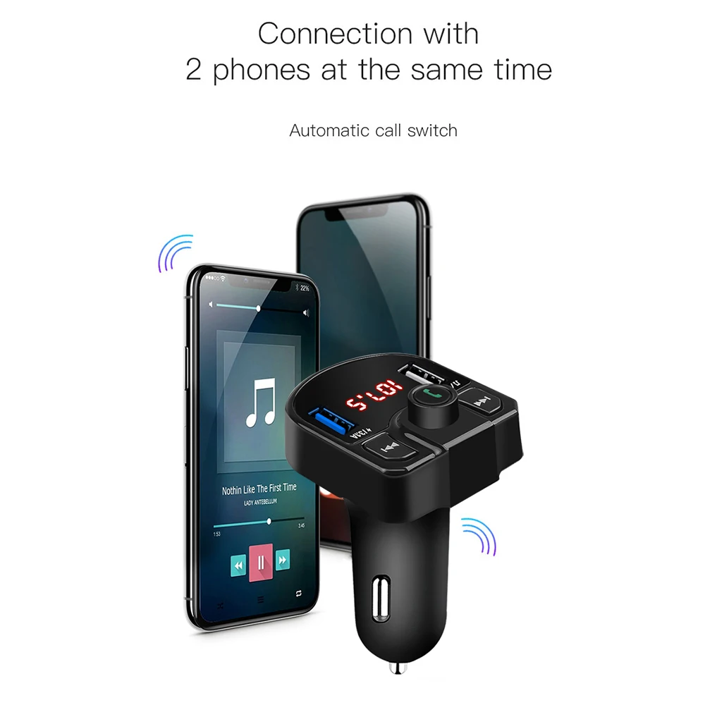 FM-трансмиттер автомобильный с 2 USB-портами и поддержкой Bluetooth 3 1 А | Автомобили