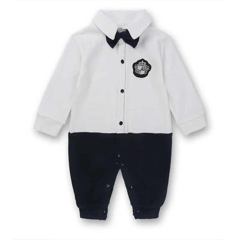 Dot Toddler Kid Infant Baby Boy Clothes Gentleman Suit Long Sleeve Romper Bow Tie Jumpsuit One-piece Outfit Clothing 0-2T |