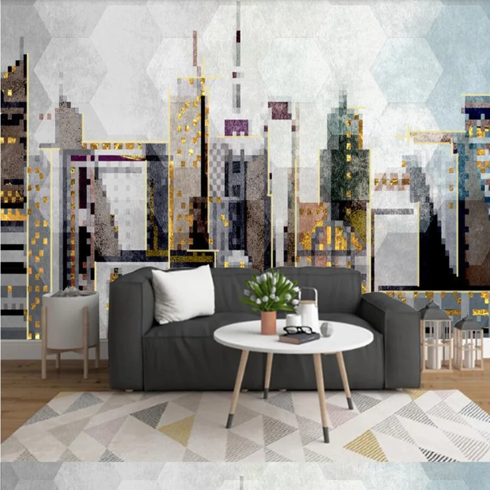 

Milofi custom large wallpaper mural 3D simple small fresh abstract geometric architectural background wallpaper mural