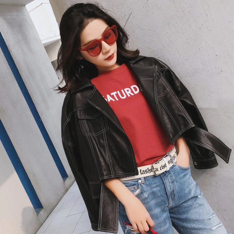 Women Genuine Leather Jacket 100% Real Sheepskin Coat Female Montone Spring Casual Clothes Chaqueta Mujer LWL1611 | Женская одежда