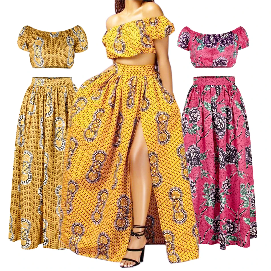 Новый женский костюм в африканском стиле пикантная рубашка юбка с принтом слов