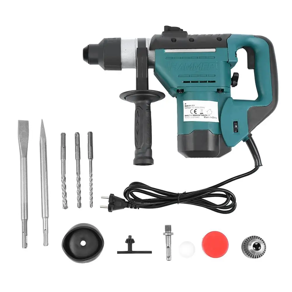 Набор промышленных электрических молотков 1050 Вт с аксессуарами для дрели