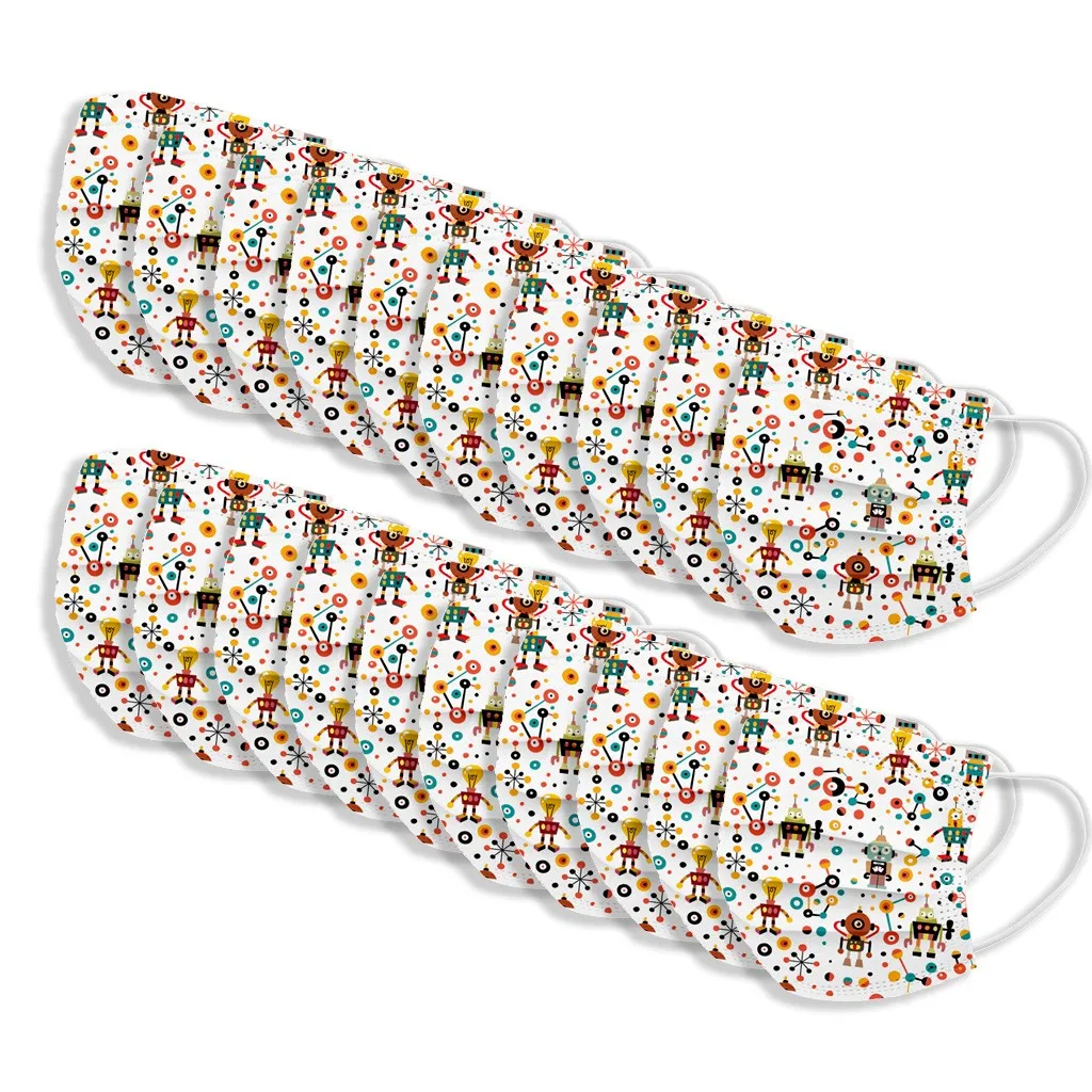

Non-woven 10/20/30/50/100PCS Disposable Face Mask Fashion Children 3 Layer Mask Print Filter Mask Face Mask Print Mouth Masque