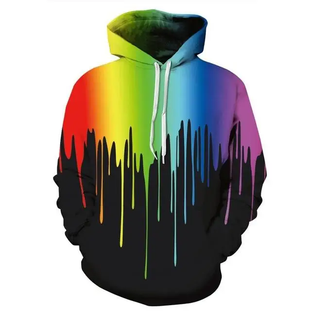 

New fashion unisex cute black couple dripping ink 3d printing hooded sweater top S-5XL
