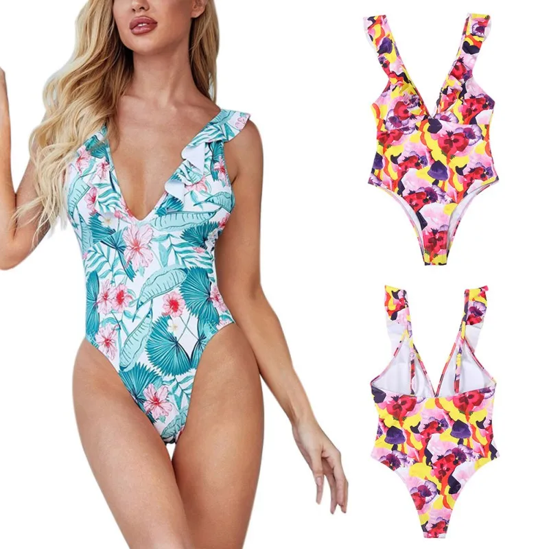 

New One-piece Bikini 2021 Biquini Thong Bikini Set Solid Color Swimsuit Women Hollow Out Bikinis String Swimwear Women Bathing