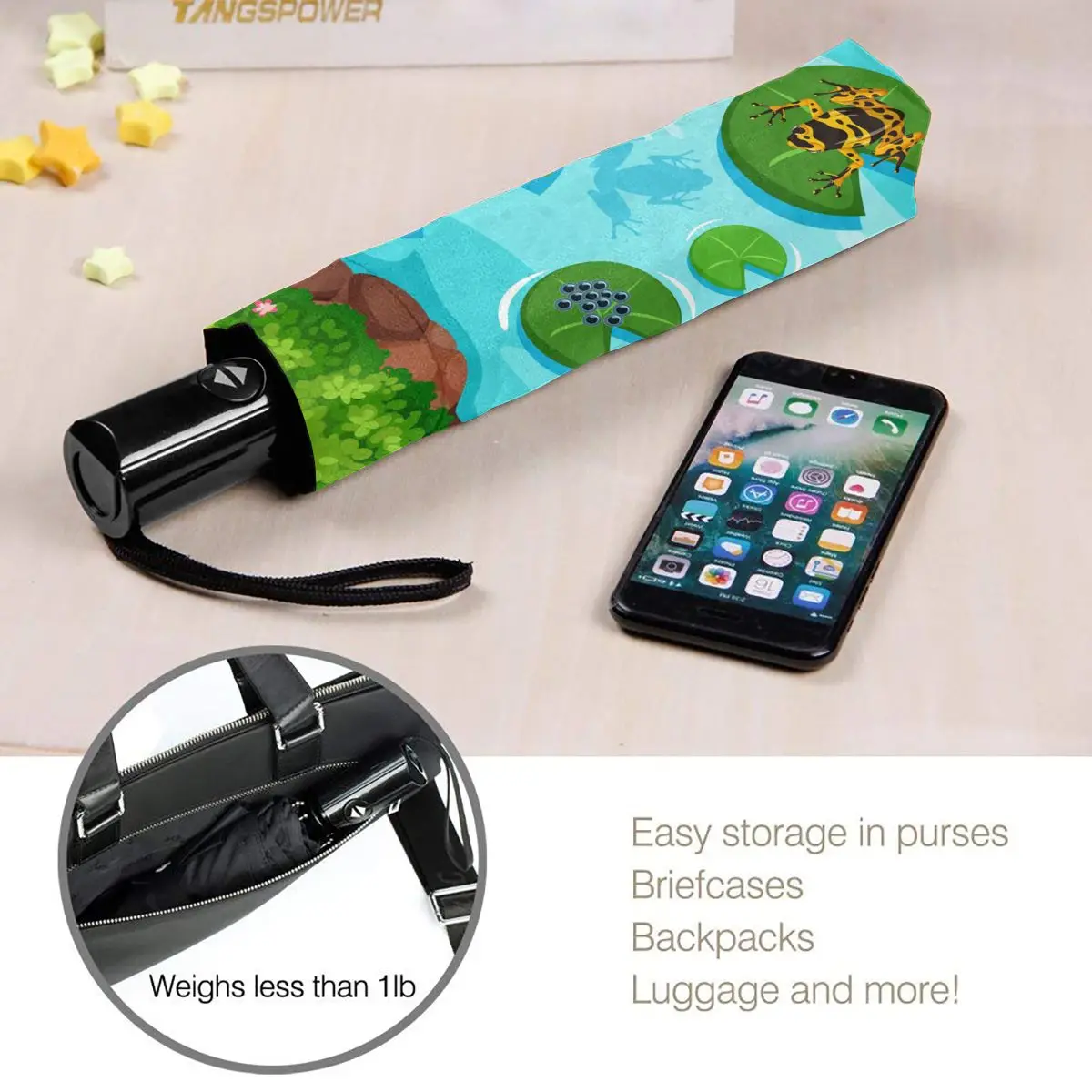 Зонт Автоматический ветростойкий с листьями лотоса зонтик складной для пруда и