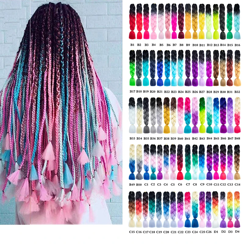 

Beiyufei Pre Stretched Ombre Jumbo Braid Hair 24Inch 100g 80 Colors For Girl Wholesale Jumbo Braiding KaneKalon Hair Extensions