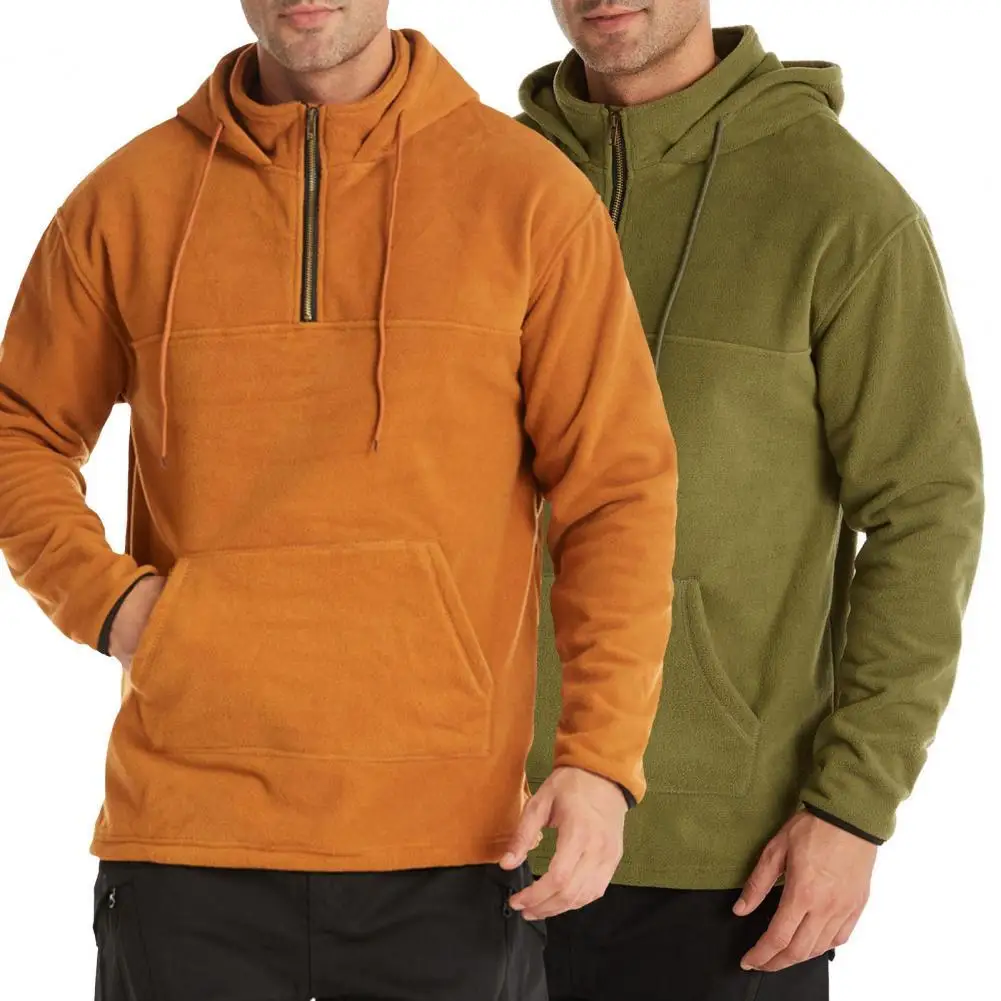 

Men's Hoodie Sweatshirt Pullover Spring/Autumn Solid Color Stand Collar Pullover Drawstring Casual Men Sweatshirts for Work