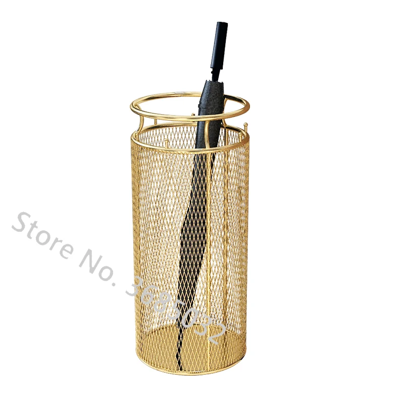 

Household Waterproof Golden Umbrella Rack Storage Hotel Commercial Durable Iron Umbrella Barrel Door Storage Rack Not Fade