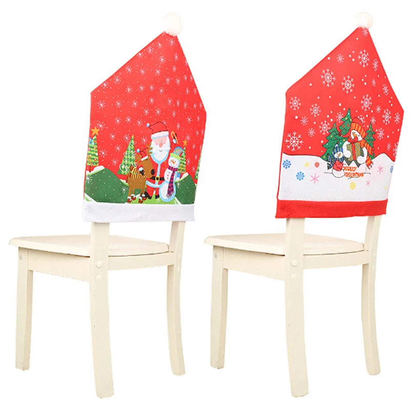 

1PCS Hot Christmas Decoration Santa Claus Red Hat Chair Back Cover for Home Party Holiday Christmas Dinner Table Decoration
