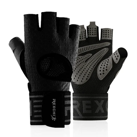 Дышащие Спортивные Перчатки для фитнеса, перчатки с открытыми пальцами для мужчин и женщин, защитные перчатки на длинные запястья для бодибилдинга, тяжелой атлетики, оборудование для тренировок в тренажерном зале