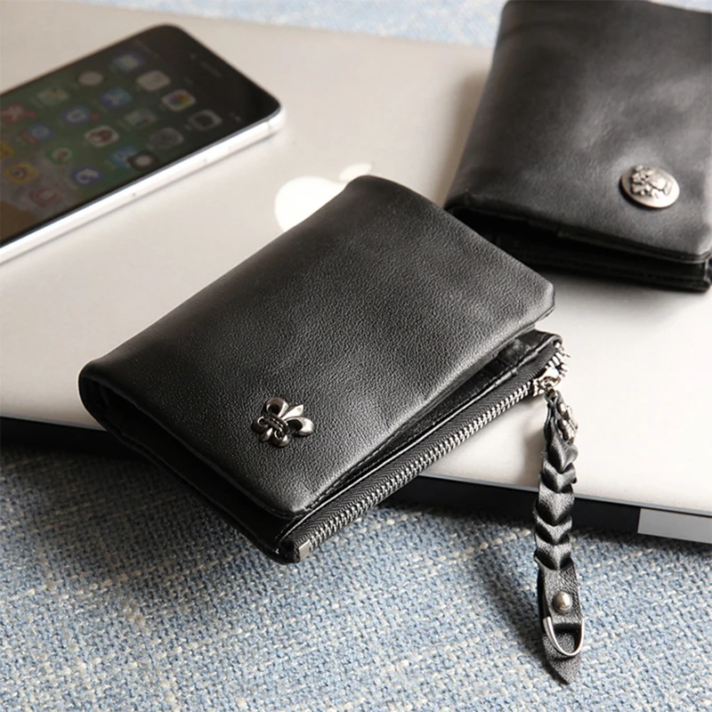 Мужской кошелек из натуральной кожи роскошные дизайнерские Короткие Двойные