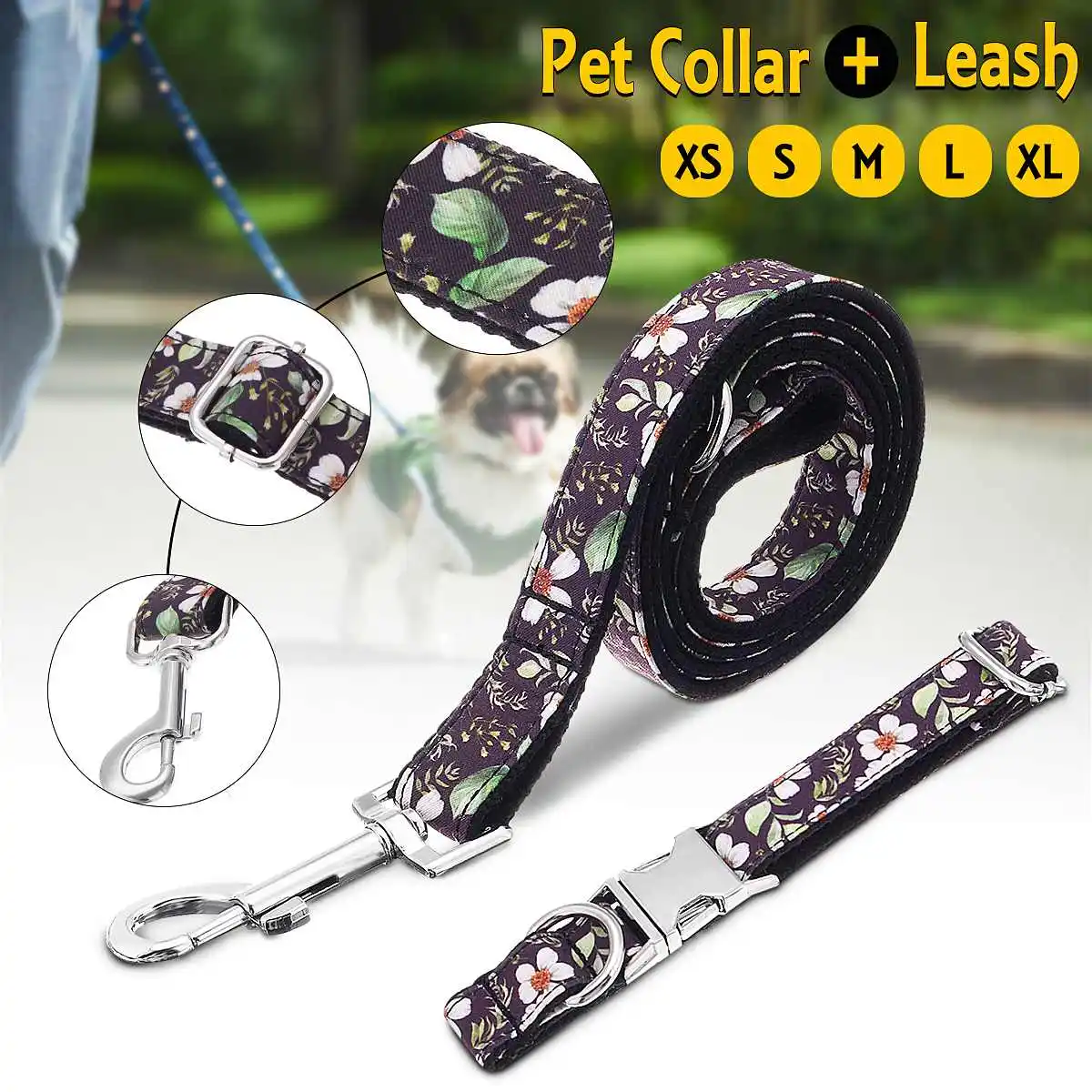 

Pet Dog Harness Adjustable Harness Lead Leash printing Dog Collar Leash Set Dog Cat Polyester Leads Leash Adjustable Dog Harness