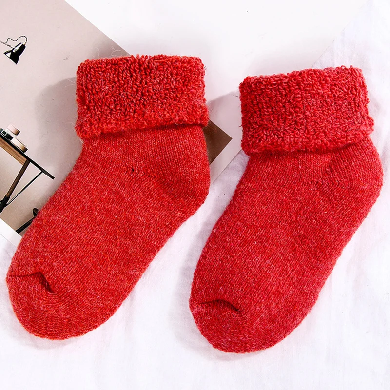 Толстые детские носки из натуральной шерсти зимние мягкие теплые для детей