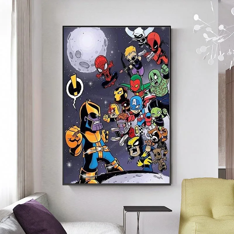 

Постеры на холсте с изображением супергероев Marvel, Человек-паук, танос