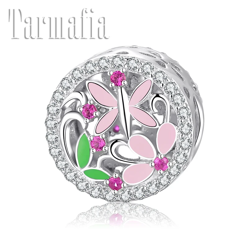 Красивая розовая бабочка танцевальная круглая из стерлингового серебра 925 пробы