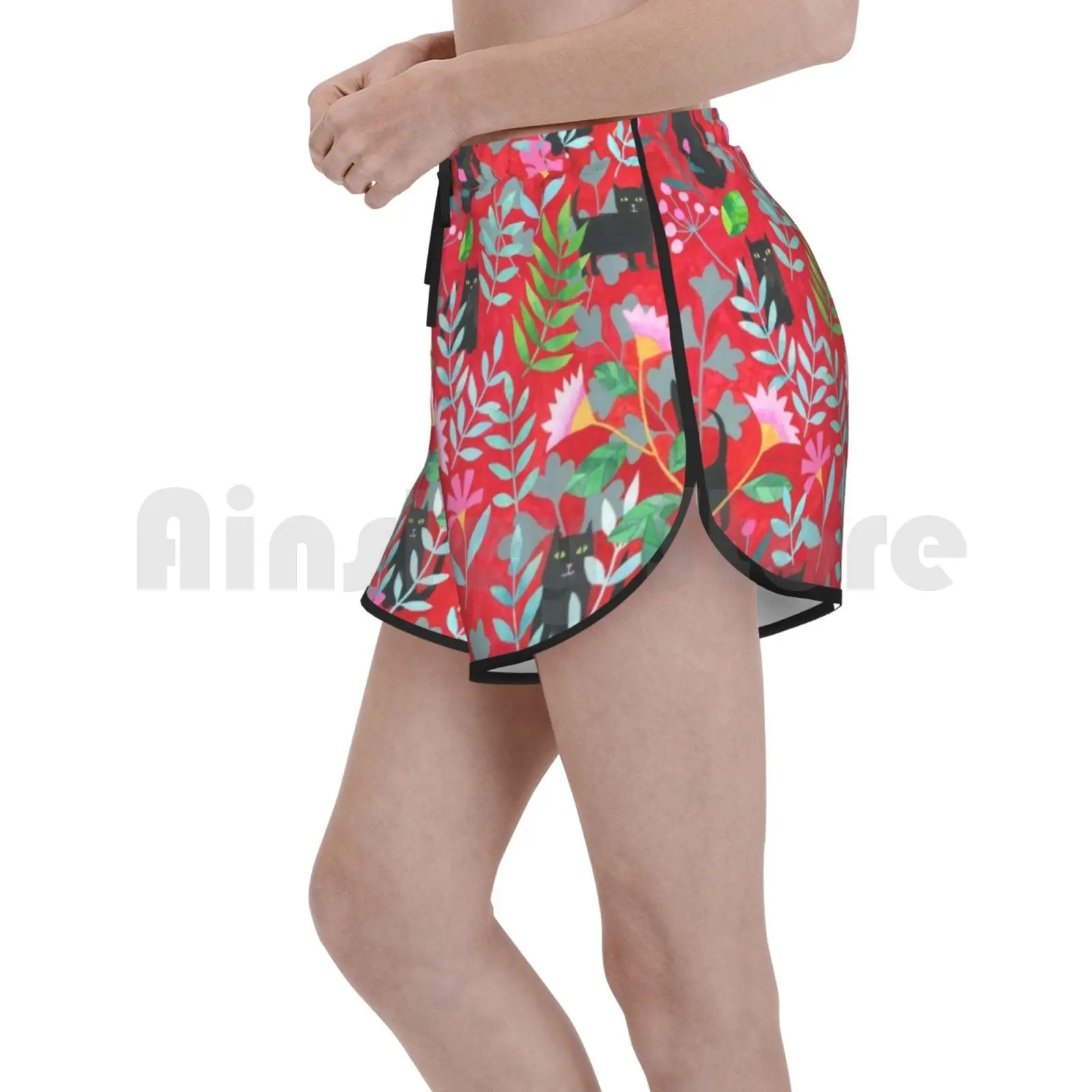 Женские шорты для плавания Lucky пляжные с рисунком черных кошек сада повторным