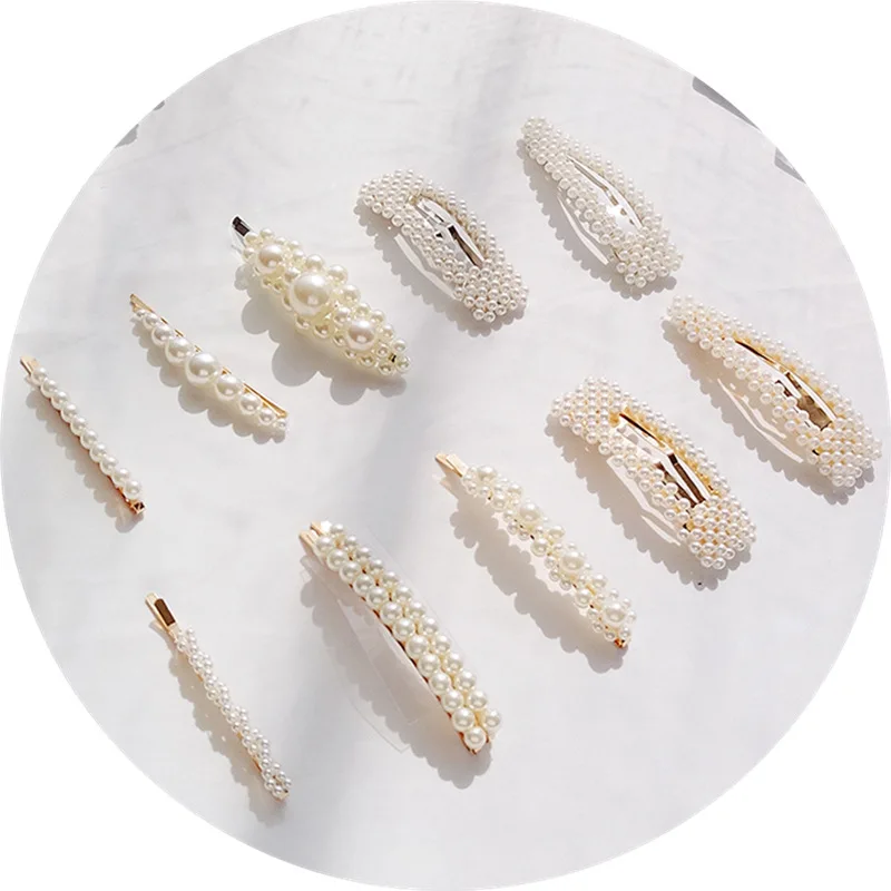 

Full pearls Hair Clips for Women Fashion Sweet Imitation Korean Style Hairpins Alloy BB Hairgrip Girls Hair Accessories