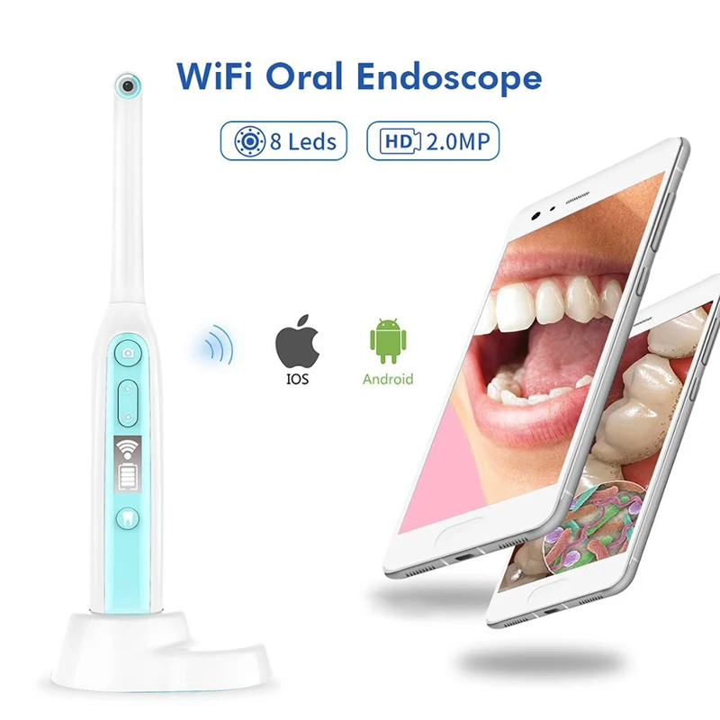 

VVDental Camera Wireless WiFi 1080p HD Intraoral Endoscope Adjustable 8 LED Light USB Cable mouth Inspection Dental Equipment