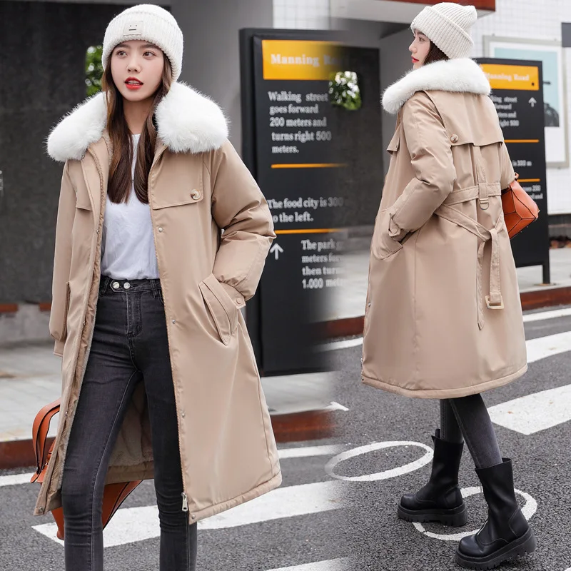 Casual Long Pie Overcoming Women's New Winter Loose Large Fur Collar Cotton-Padded Jacket Thick Fashion Cotton-Padded Jacket