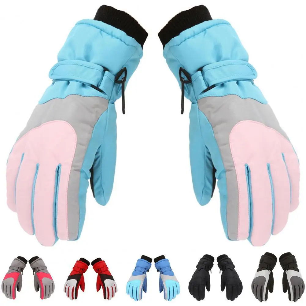 

1 Pair Kids Ski Gloves Elastic Wrist Wearing Stretch Children Warm Waterproof Outdoor Sports Gloves for Skiing Hiking Cycling