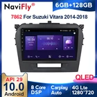 6G + 128G QLED RDS Carplay Android 10 автомобильное радио для Suzuki Vitara 2015 2016 2017 2018 2019 мультимедийный видео плеер GPS навигация