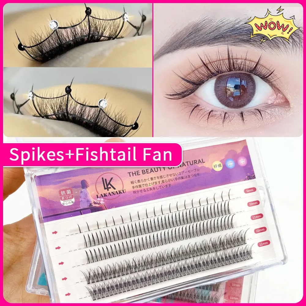 

LAKANAKU DIY Lashes Extension Individual Lashes Mix Lashes Clusters A Shape False Eyelashes Fairy Extension Pre Fan Soft Makeup
