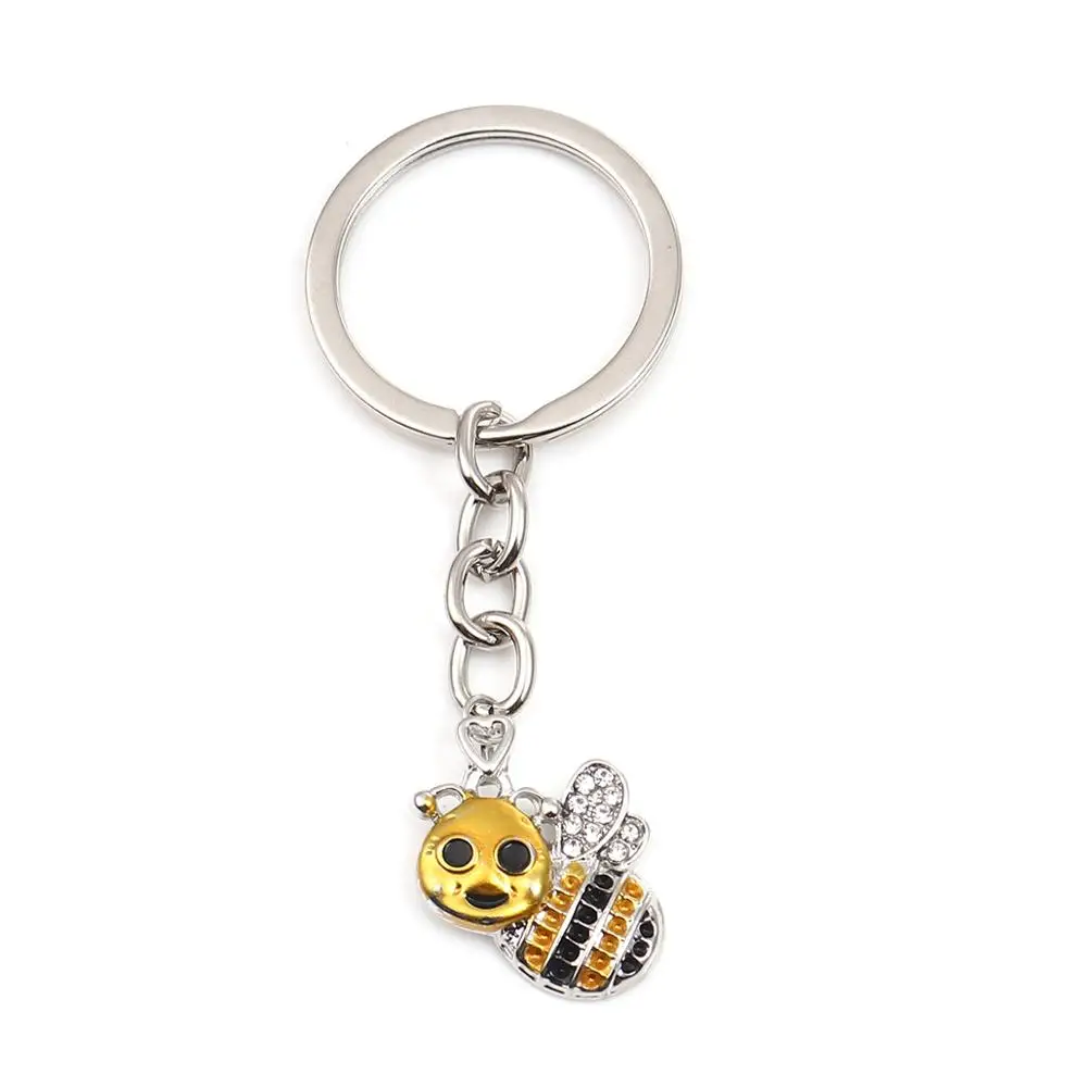 

8Seasons Fashion Keychain Silver Color Elephant Owl Bee Animal Colorful Rhinestone Keyring Women Men Jewelry Gifts 75mm, 1 Piece