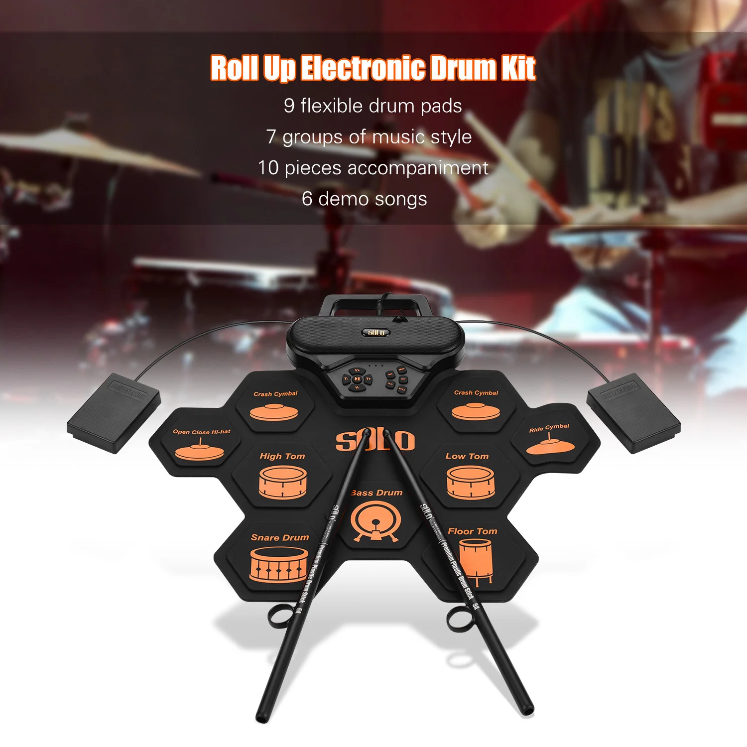 Набор электронных барабанов SOLO SD-50 набор цифровых силиконовых с 9 колодками и 2