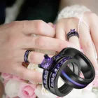 Модное кольцо для влюбленных, модное Радужное кольцо из карбида вольфрама для мужчин, милый женский комплект колец из фиолетового циркония для свадьбы, подарок для влюбленных
