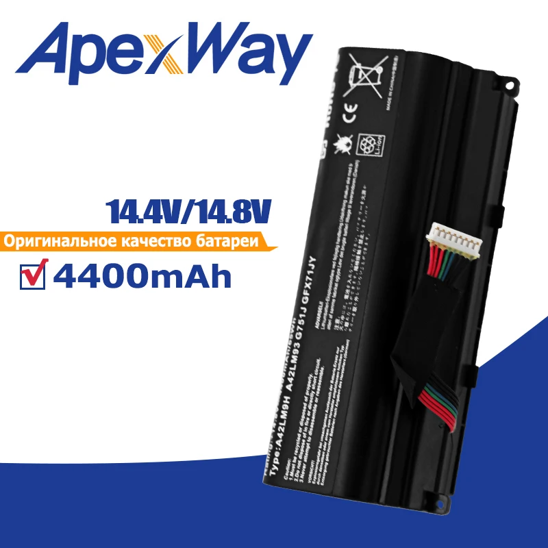 Аккумулятор Apexway 14 8 в 4400 мАч A42N1403 для ноутбука ASUS ROG G751 G751JY G751JM G751JT GFX71 GFX71JY GFX71JT A42LM9H