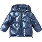 Пуховик для девочек, яркий, на белом утином пуху, вечерние капюшоном