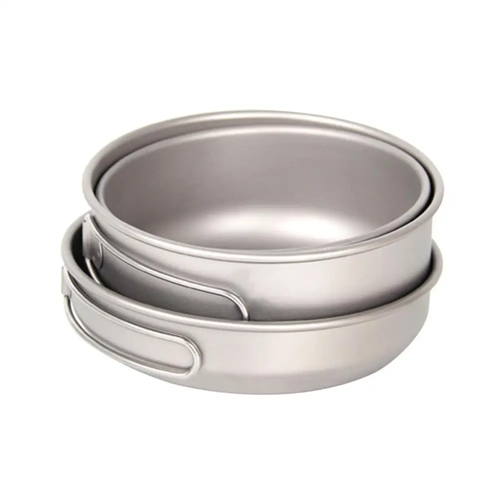 Титановый набор из 3 кастрюль и сковородок для кемпинга пешего туризма посуда