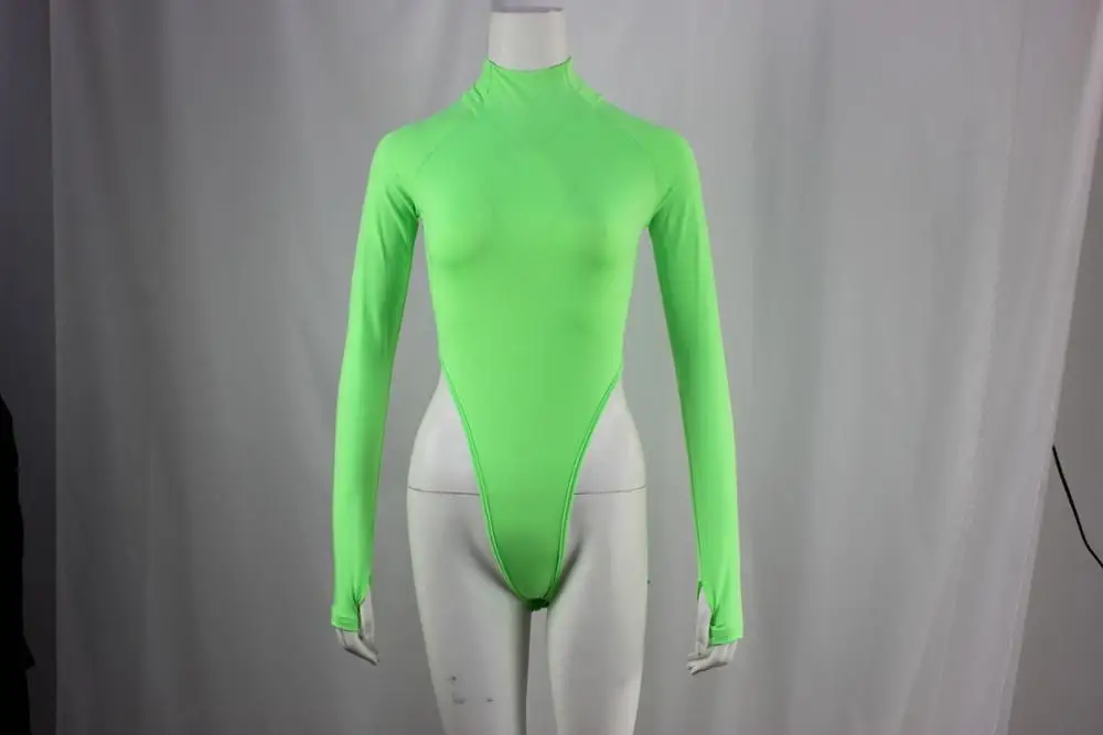 

New summer women's high collar long sleeved sexy orange green black tights