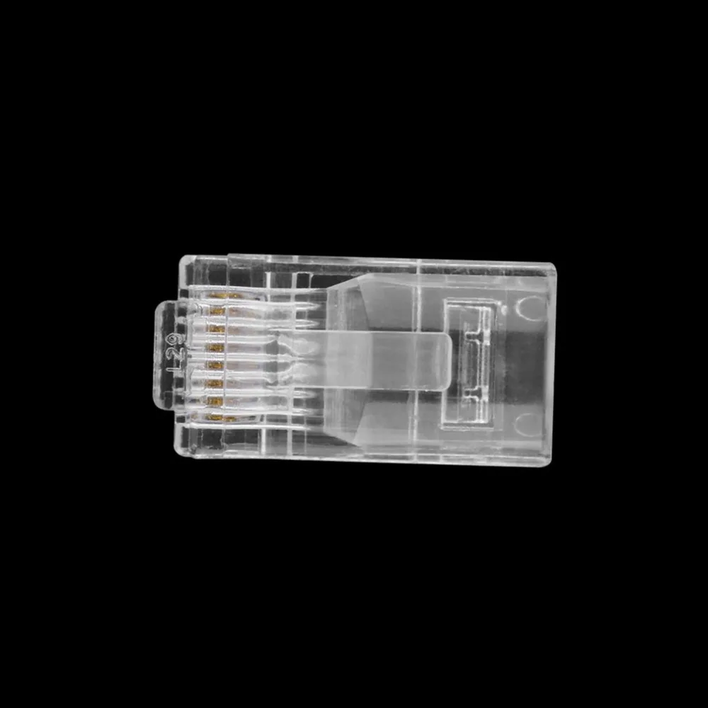 Универсальная прозрачная Сетевая розетка ESCAM 100 шт./компл. RJ45 CAT5 CAT5E с позолоченным