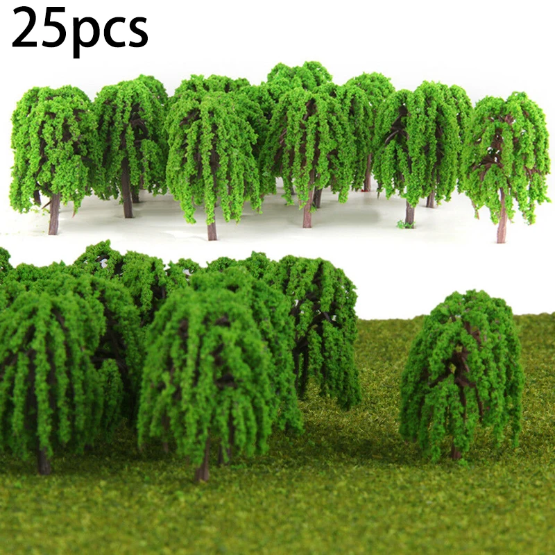 25 шт., модели деревьев, 3D ландшафты, искусственное дерево, украшение, модель, Верба, железная дорога, 5,5 см