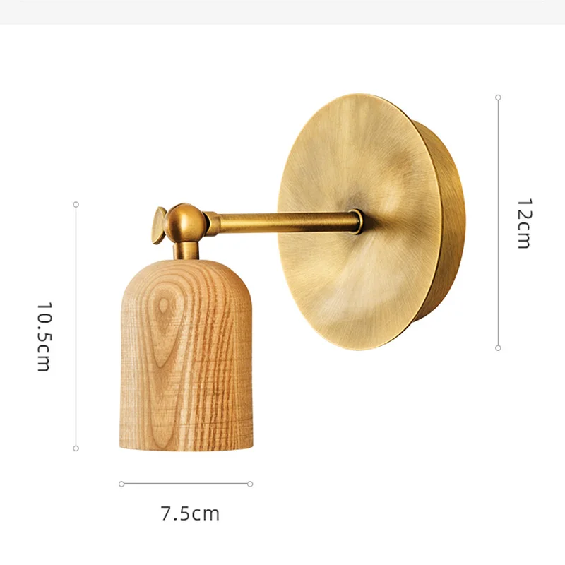 

Japanese Simple Rotatable Solid Wood Wall Lamp Decor Bedroom Bedside Lamp Wall Sconces Reading Living Room Background Bathroom