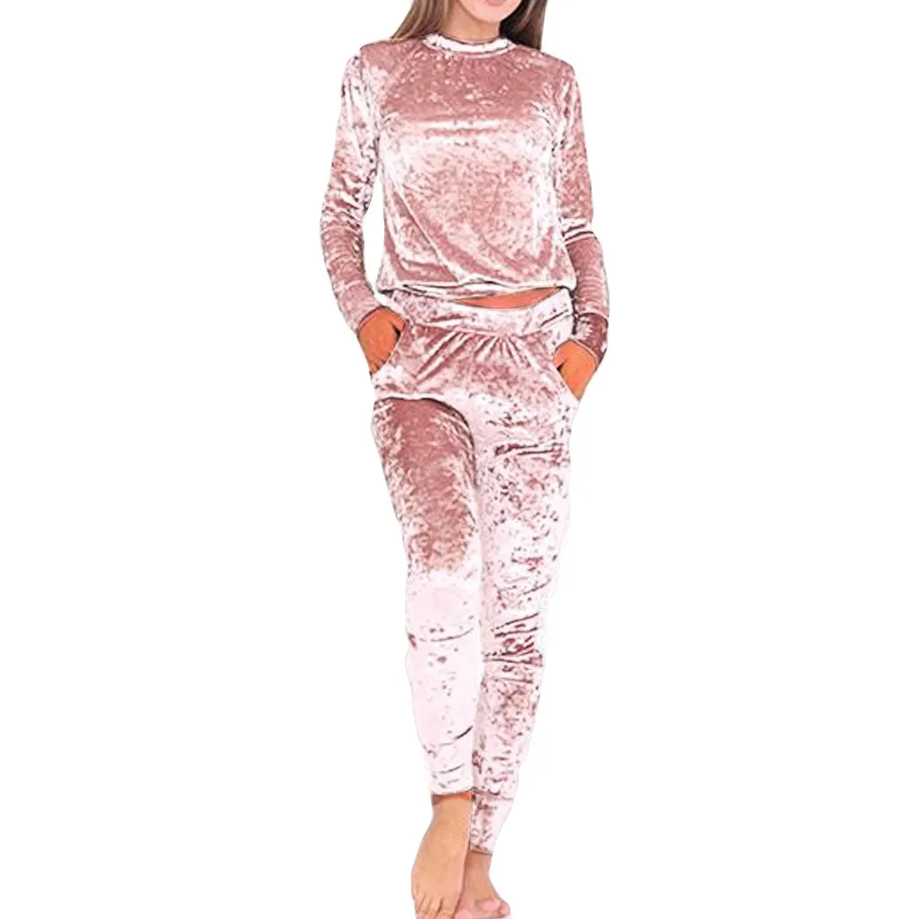 Женский бархатный комплект для бега Осенний однотонный спортивный костюм из