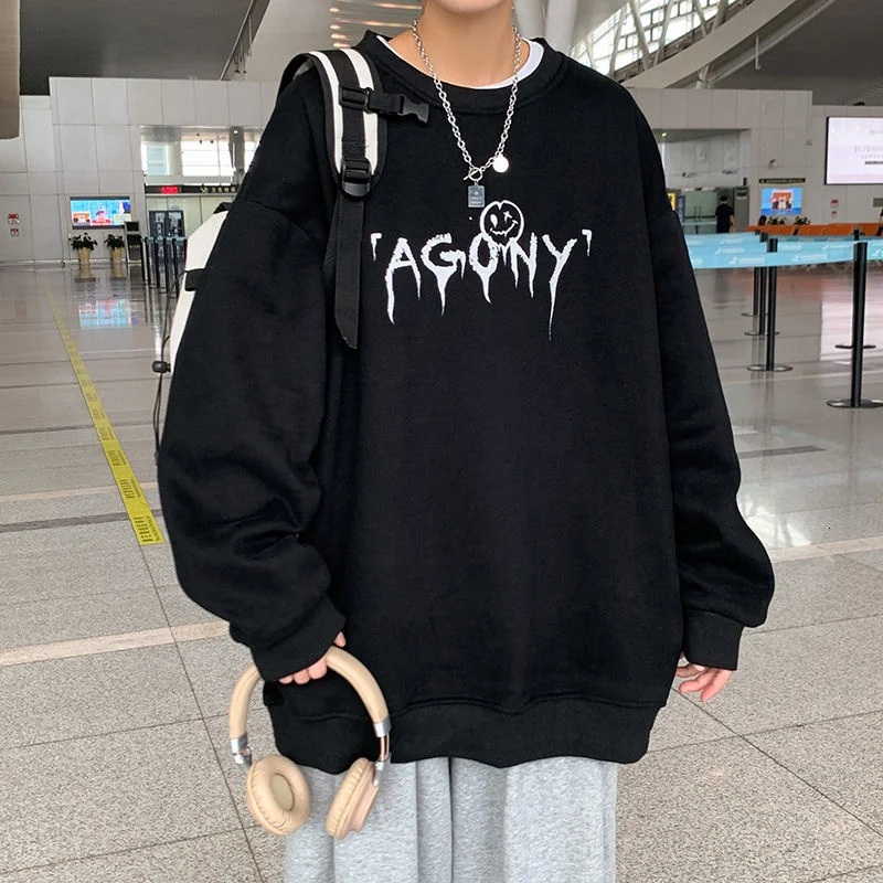 

INXYZ 2021 Men fashion New Design Autumn Winter Warm Sweatshirt Casual Loose Oversize Letter Print Women Pullover Coat