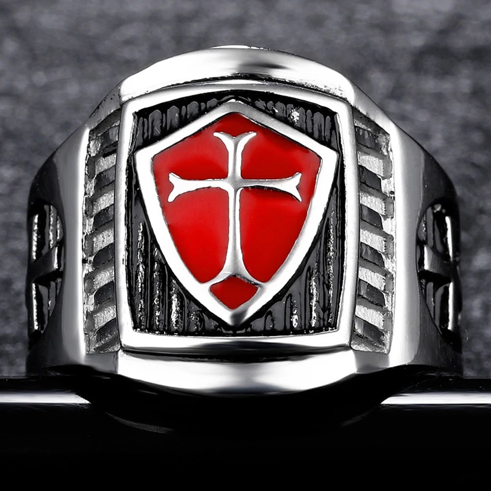 

Vintage Men Templar Cross Army Ring Knights Templars Signet Rings For Man Stainless Steel Battlefield Warrior Origins Ring