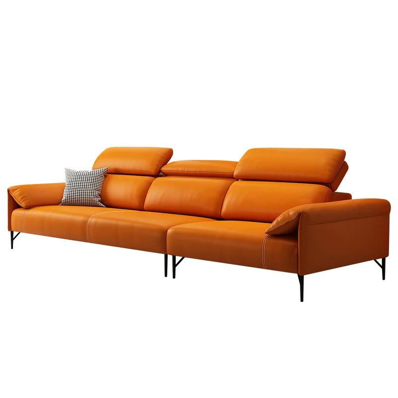 Кожаный диван итальянский минималистичный прямоугольный Трехместный