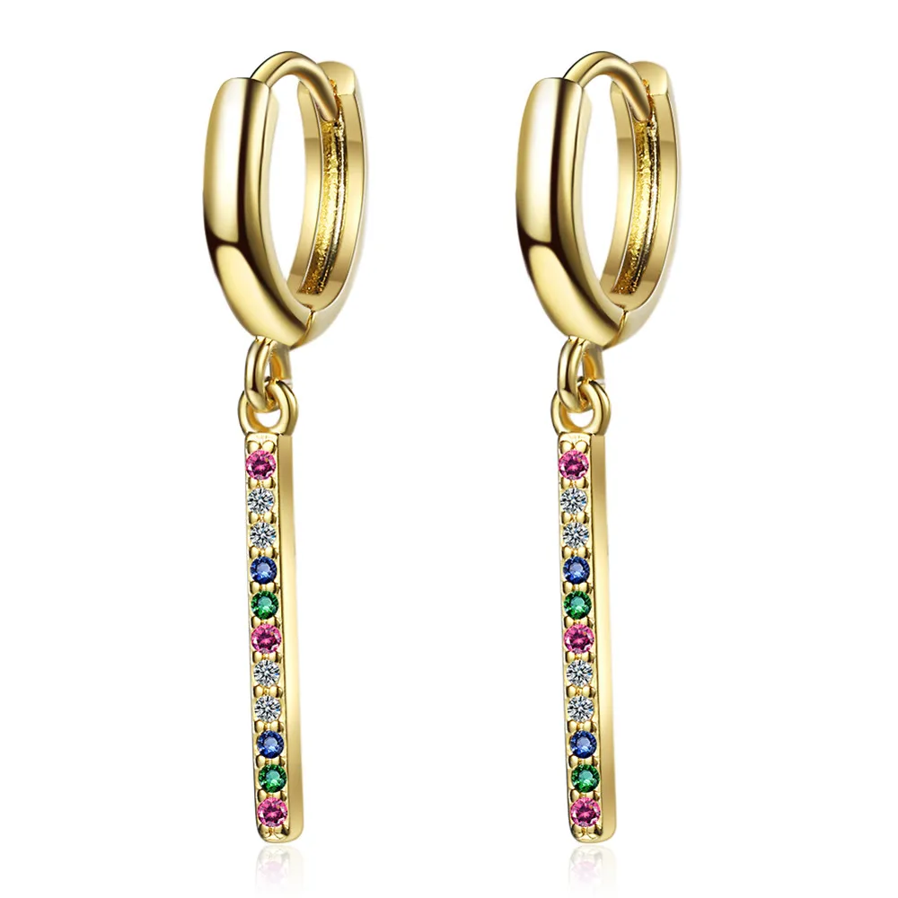 

Pure 925 Sterling Silver Female Earrings Accessories Vintage Gold Color Zircon Drop Earrings For Women Jewelry Shining Stones
