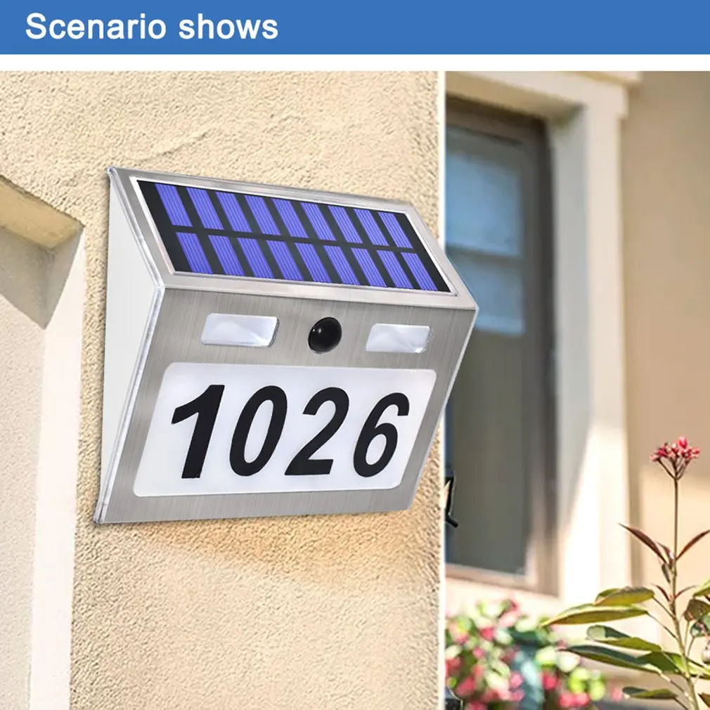 

Solar Illuminated House Number With 7 LEDs Solar House Number Light Motion Sensor Stainless Steel Intelligent Light